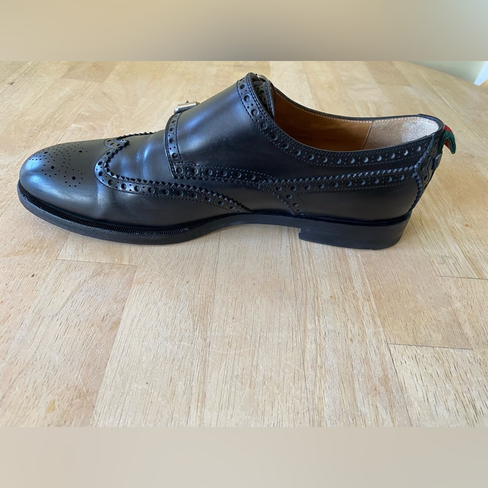 Gucci black leather brogues with buckles size EU8.5 or US10 with box - Picture 8 of 13